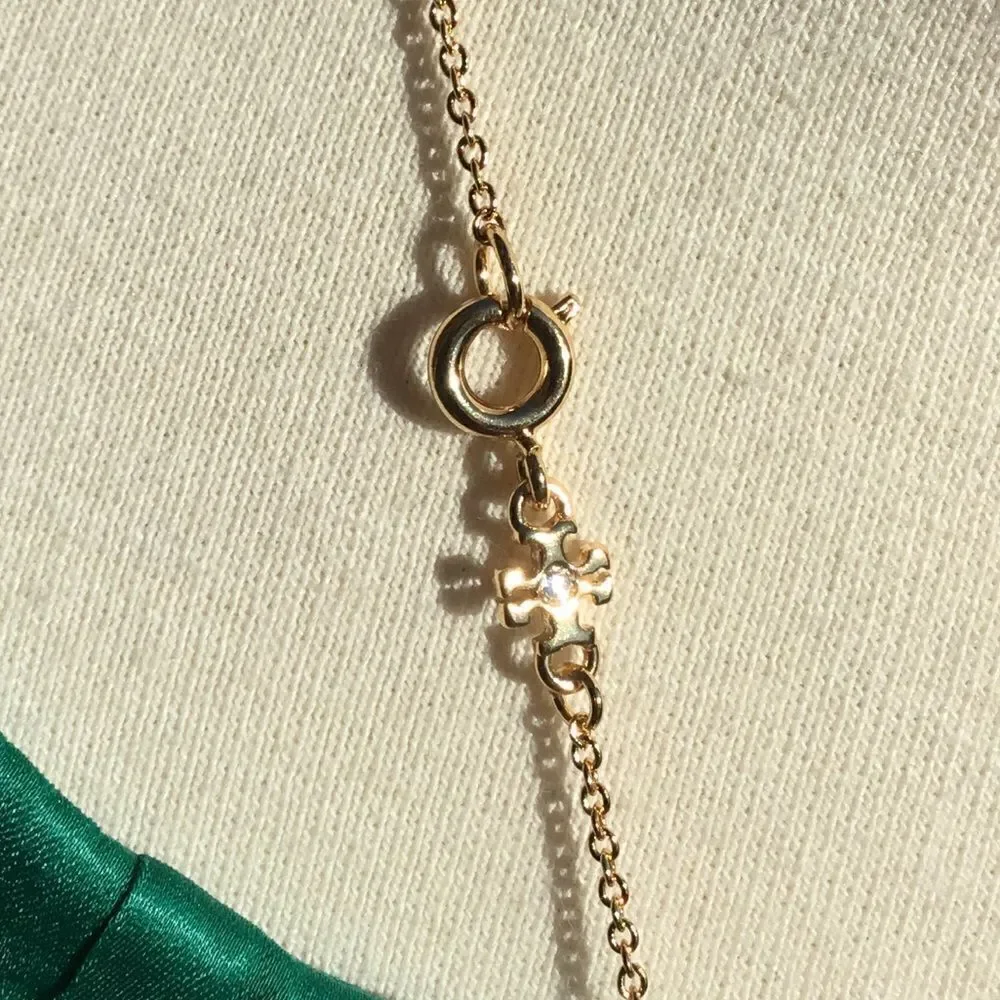 TORY BURCH DOUBLE T LOGO / MALACHITE NECKLACE